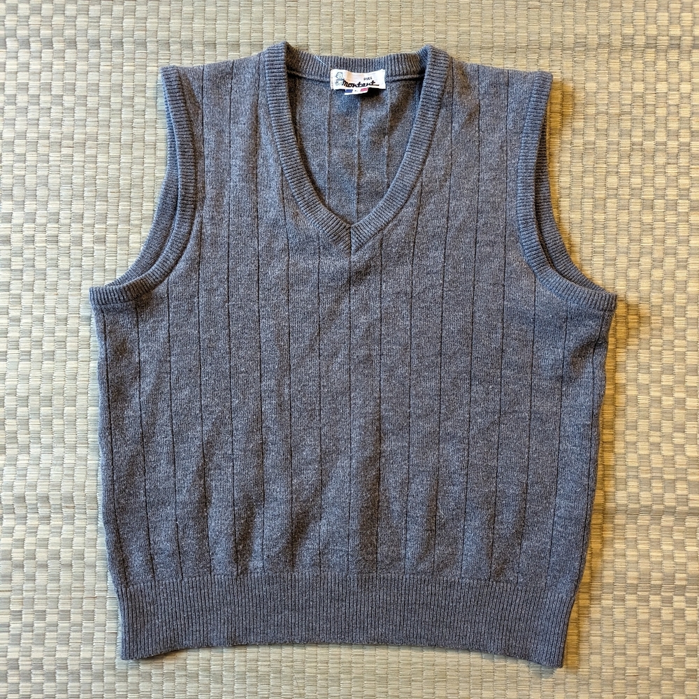 Vintage Pull Montant Wool Vest Gray Men's Size Large Made in Japan